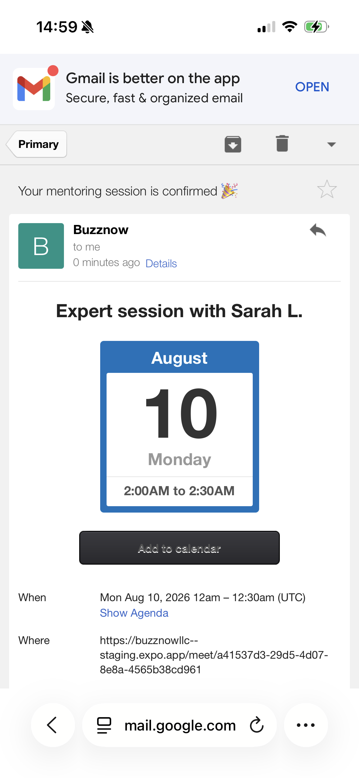 Calendar Sync Email