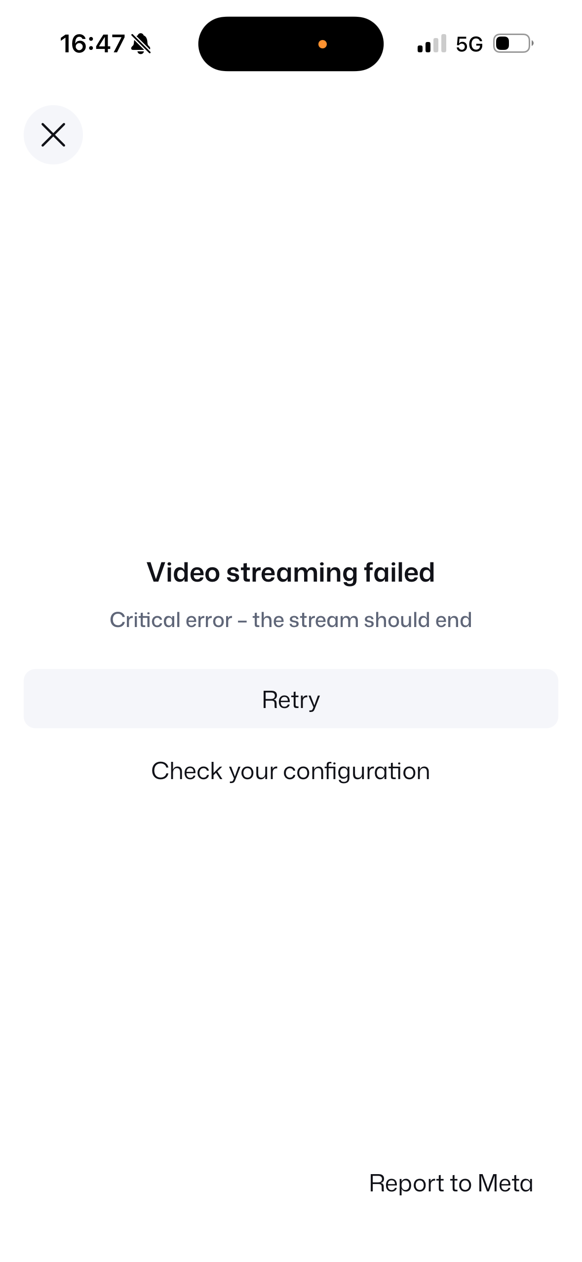 Streaming Failed UI
