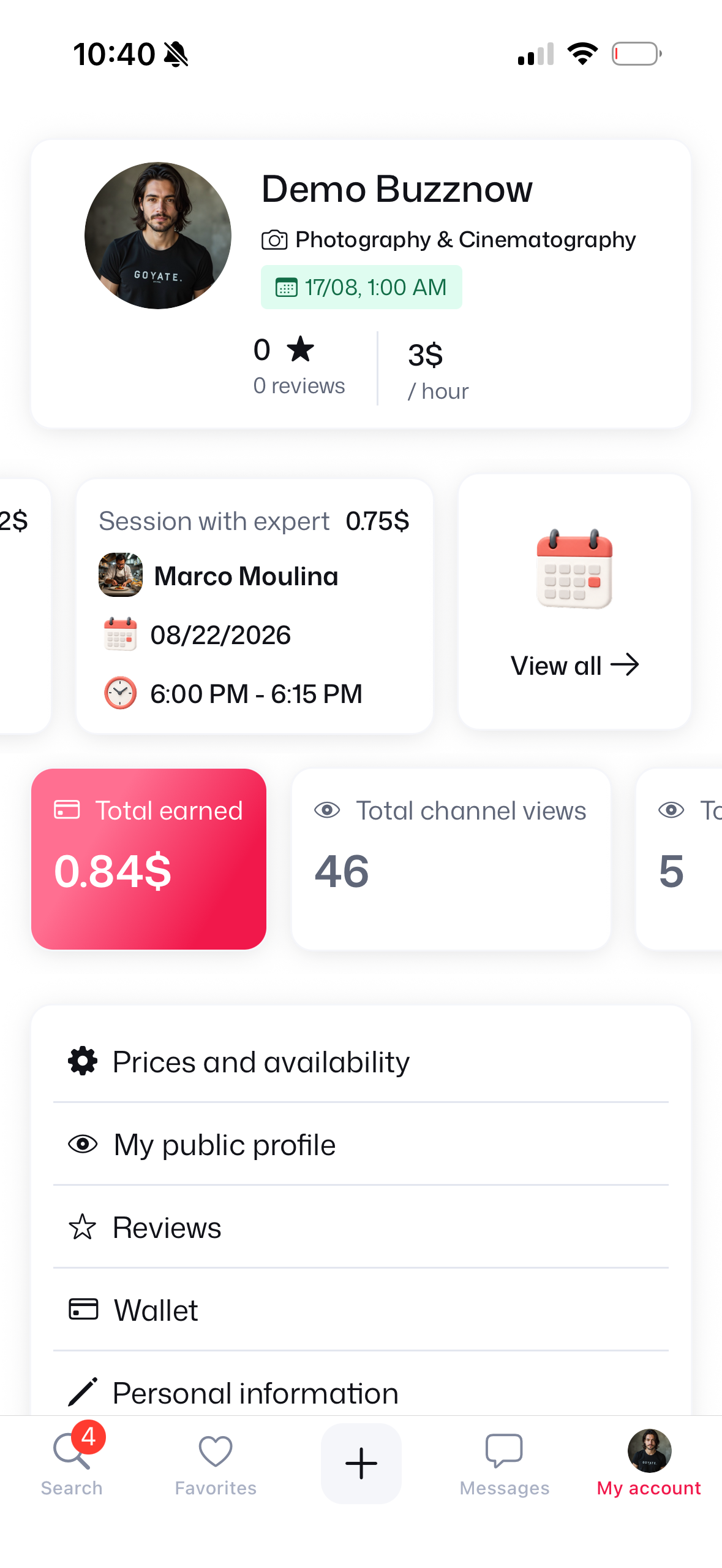 My Account Upcoming Sessions